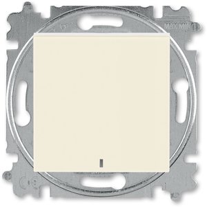Фото ABB Levit 2CHH599147A6017 Выключатель кнопочный (подсветка, 10 А, под рамку, скрытая установка, слоновая кость/белый)