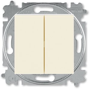 Фото ABB Levit 2CHH595245A6017 Переключатель двухклавишный (10 А, под рамку, скрытая установка, слоновая кость/белый)