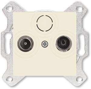 Фото ABB Levit 2CHH083503A6017 Розетка телевизионная оконечная (Radio+TV, под рамку, с/у, слоновая кость/белый)