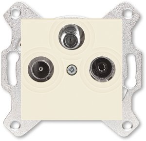 Фото ABB Levit 2CHH083303A6017 Розетка телевизионная оконечная (Radio+SAT+TV, под рамку, с/у, слоновая кость/белый)