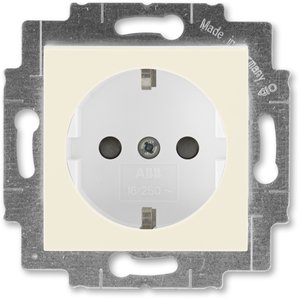 Фото ABB Levit 2CHH203457A6017 Розетка с заземляющим контактом (16 А, шторки, под рамку, скрытая установка, слоновая кость/белый)