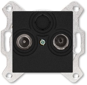 Фото ABB Levit 2CHH083607A6063 Розетка телевизионная проходная (Radio+TV, под рамку, с/у, антрацит/дымчатый черный)