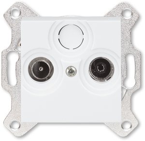 Фото ABB Levit 2CHH083607A6003 Розетка телевизионная проходная (Radio+TV, под рамку, с/у, белый/белый)