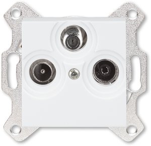 Фото ABB Levit 2CHH083303A6003 Розетка телевизионная оконечная (Radio+SAT+TV, под рамку, с/у, белый/белый)