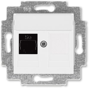 Фото ABB Levit 2CHH295117A6003 Розетка компьютерная (поле для надписи, RJ45+заглушка, под рамку, cat.5e, с/у, белый/белый)