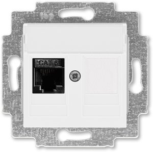 Фото ABB Levit 2CHH296117A6003 Розетка компьютерная (поле для надписи, RJ45+заглушка, под рамку, cat.6, с/у, белый/белый)