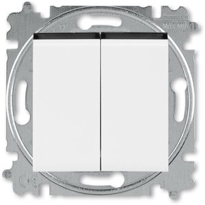 Фото ABB Levit 2CHH590545A6062 Выключатель двухклавишный (10 А, под рамку, скрытая установка, белый/дымчатый черный)