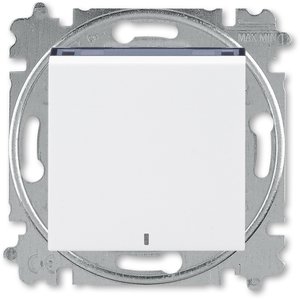 Фото ABB Levit 2CHH599147A6062 Выключатель кнопочный (подсветка, 10 А, под рамку, скрытая установка, белый/дымчатый черный)