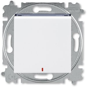 Фото ABB Levit 2CHH592545A6062 Переключатель одноклавишный (подсветка, 10 А, под рамку, скрытая установка, белый/дымчатый черный)