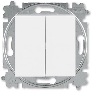 Фото ABB Levit 2CHH590545A6001 Выключатель двухклавишный (10 А, под рамку, скрытая установка, белый/ледяной)