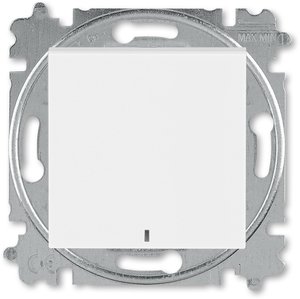 Фото ABB Levit 2CHH599147A6001 Выключатель кнопочный (подсветка, 10 А, под рамку, скрытая установка, белый/ледяной)