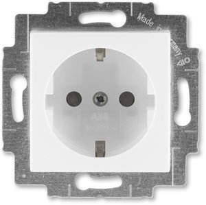 Фото ABB Levit 2CHH203457A6001 Розетка с заземляющим контактом (16 А, шторки, под рамку, скрытая установка, белый/ледяной)