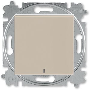 Фото ABB Levit 2CHH599147A6018 Выключатель кнопочный (подсветка, 10 А, под рамку, скрытая установка, кофе макиато/белый)