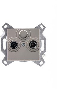 Фото ABB Levit 2CHH083503A6018 Розетка телевизионная оконечная (Radio+TV, под рамку, с/у, кофе макиато/белый)