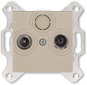 Фото ABB Levit 2CHH083607A6018 Розетка телевизионная проходная (Radio+TV, под рамку, с/у, кофе макиато/белый)