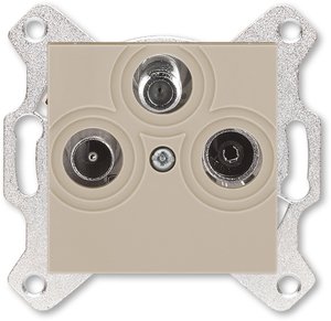 Фото ABB Levit 2CHH083303A6018 Розетка телевизионная оконечная (Radio+SAT+TV, под рамку, с/у, кофе макиато/белый)