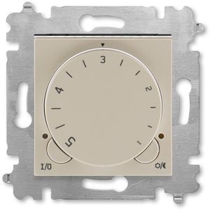 Фото ABB Levit 2CHH920003A6018 Терморегулятор поворотный универсальный (16 A, под рамку, с/у, кофе макиато/белый)