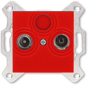 Фото ABB Levit 2CHH083503A6065 Розетка телевизионная оконечная (Radio+TV, под рамку, с/у, красный/дымчатый черный)