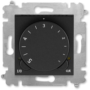 Фото ABB Levit 2CHH920003A6063 Терморегулятор поворотный универсальный (16 A, под рамку, с/у, антрацит/дымчатый черный)