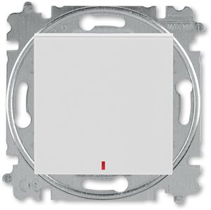 Фото ABB Levit 2CHH592545A6016 Переключатель одноклавишный (подсветка, 10 А, под рамку, скрытая установка, серый/белый)
