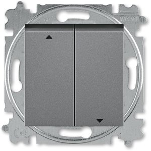 Фото ABB Levit 2CHH598945A6069 Выключатель жалюзи (10 А, с фиксацией, под рамку, скрытая установка, сталь/дымчатый черный)