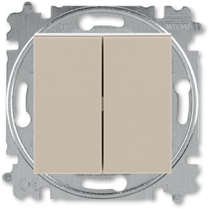 Фото ABB Levit 2CHH598745A6018 Выключатель двухклавишный кнопочный (10 А, под рамку, скрытая установка, кофе макиато/белый)