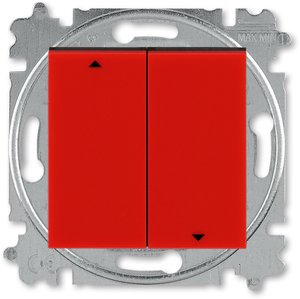 Фото ABB Levit 2CHH598845A6065 Выключатель жалюзи (10 А, без фиксации, под рамку, скрытая установка, красный/дымчатый черный)