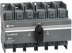 Фото Рубильник 40A 3P реверсивный c рукояткой для прямой установки TwinBlock EKF