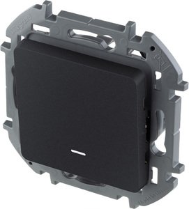 Фото Legrand Inspiria 673613 выключатель одноклавишный с подсветкой/индикацией для скрытого монтажа, цвет "Антрацит", номинальный ток 10 А, напряжение ~250 В