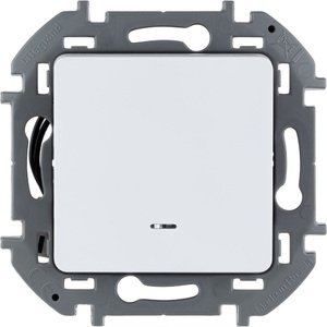 Фото Legrand Inspiria 673610 выключатель одноклавишный с подсветкой/индикацией для скрытого монтажа, цвет "Белый", номинальный ток 10 А, напряжение ~250 В