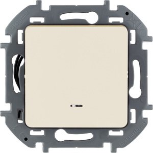 Фото Legrand Inspiria 673611 выключатель одноклавишный с подсветкой/индикацией для скрытого монтажа, цвет "Слоновая кость", номинальный ток 10 А, напряжение ~250 В