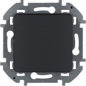 Фото Legrand Inspiria 673693 переключатель кнопочный одноклавишный для скрытого монтажа, цвет "Антрацит", номинальный ток 6 А, напряжение ~250В