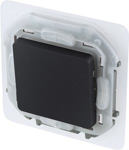 Фото Legrand Inspiria 673673 переключатель одноклавишный пылевлагозащитный для скрытого монтажа, цвет "Антрацит", номинальный ток 10 А, напряжение ~250В, степень пылевлагозащиты IP44