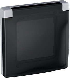 Фото Legrand Inspiria 673922 рамка с защитной крышкой IP44 IK07 для скрытого монтажа 1 механизма Legrand Inspiria, степень пылевлагозащиты IP44, степень ударопрочности IK07, цвет "Алюминий"