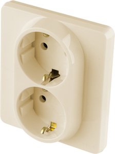 Фото Legrand Inspiria 673751 розетка двойная с заземлением для скрытого монтажа, цвет "Слоновая кость". Максимальный ток 16 А, напряжение ~250В, максимальная мощность 3680 Вт.