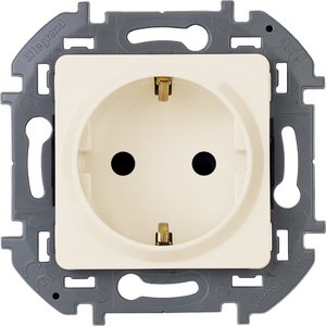 Фото Legrand Inspiria 673721 розетка с заземлением для скрытого монтажа, цвет "Слоновая кость", ток 16 А, напряжение ~250В, максимальная мощность 3680 Вт.