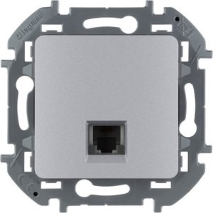 Фото Legrand Inspiria 673822 розетка телефонная для скрытого монтажа, разьем RJ 11, цвет "Алюминий".
