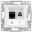 Фото Schneider Electric Sedna SDN5100121 Розетка комбинированная (RJ11+RJ45, cat.5e, под рамку, скрытая установка, белая)