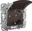 Фото Schneider Electric Unica Top MGU5.037.12TAZD Розетка с заземляющим контактом (16 А, под рамку, скрытая установка, шторки, крышка, графит)