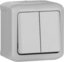 Фото Legrand Quteo 782332 Выключатель двухклавишный (10 А, в сборе, открытая установка, IP44, серый)