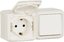 Фото Legrand Quteo 782318 Блок комбинированный (1 кл.+1 роз., 10+16 А, в сборе, открытая установка, з/к, шторки, крышка, белый)