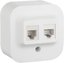 Фото Legrand Quteo 782221 Розетка комбинированная (RJ45+RJ11, cat.5e, UTP, в сборе, открытая установка, белая)