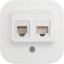 Фото Legrand Quteo 782221 Розетка комбинированная (RJ45+RJ11, cat.5e, UTP, в сборе, открытая установка, белая)