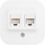 Фото Legrand Quteo 782228 Розетка компьютерная двойная (2xRJ45, cat.5e, в сборе, открытая установка, белая)