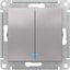 Фото Schneider Electric AtlasDesign ATN000353 Выключатель двухклавишный (10 А, под рамку, подсветка, скрытая установка, алюминий)