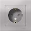 Фото Schneider Electric AtlasDesign ATN000344 Розетка с заземляющим контактом (16 А, в сборе, шторки, скрытая установка, алюминий)