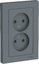 Фото Schneider Electric AtlasDesign ATN000720 Розетка двойная без заземляющего контакта (16 А, в сборе, скрытая установка, грифель)