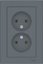 Фото Schneider Electric AtlasDesign ATN000720 Розетка двойная без заземляющего контакта (16 А, в сборе, скрытая установка, грифель)