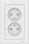 Фото Schneider Electric AtlasDesign ATN000122 Розетка двойная без заземляющего контакта (16 А, в сборе, шторки, скрытая установка, белая)