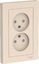 Фото Schneider Electric AtlasDesign ATN000222 Розетка двойная без заземляющего контакта (16 А, в сборе, шторки, скрытая установка, бежевая)